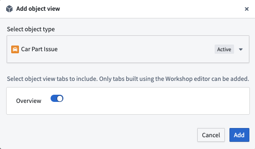 Add Object View tabs.