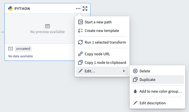 Duplicate node in Code Workbook