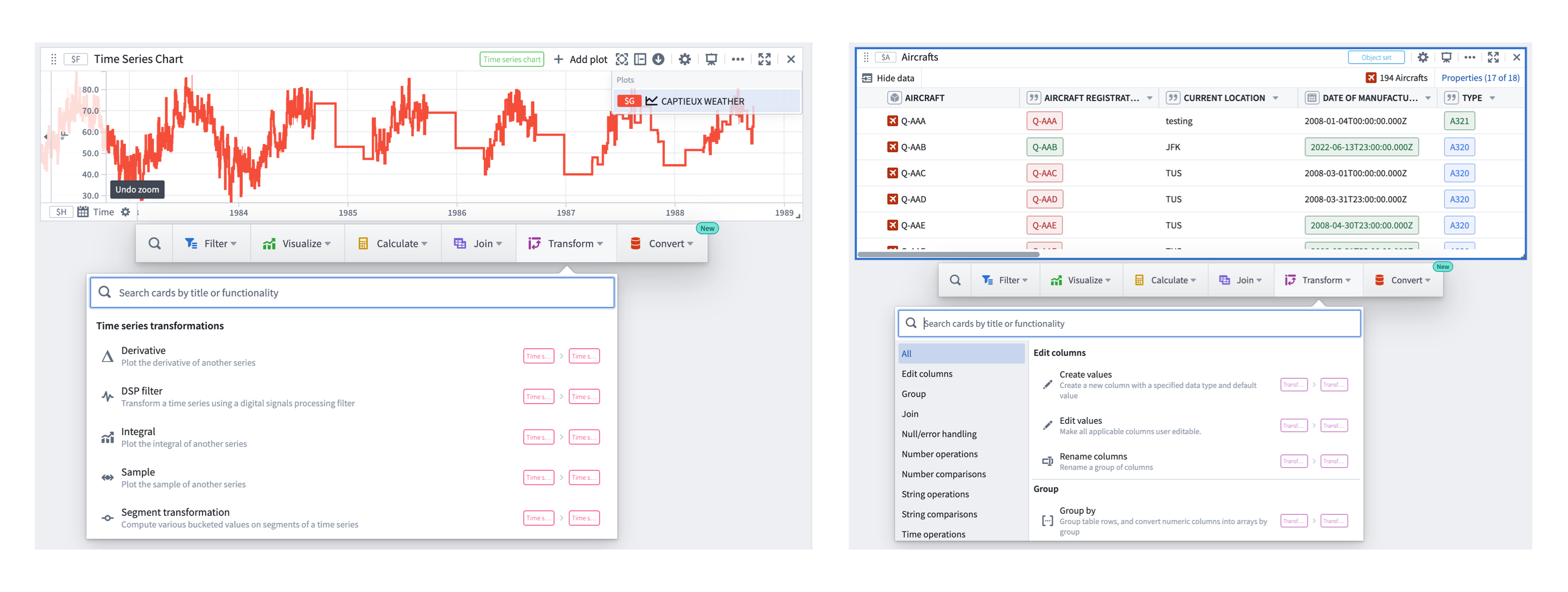 Quiver transforms next actions for timeseries and object set cards.