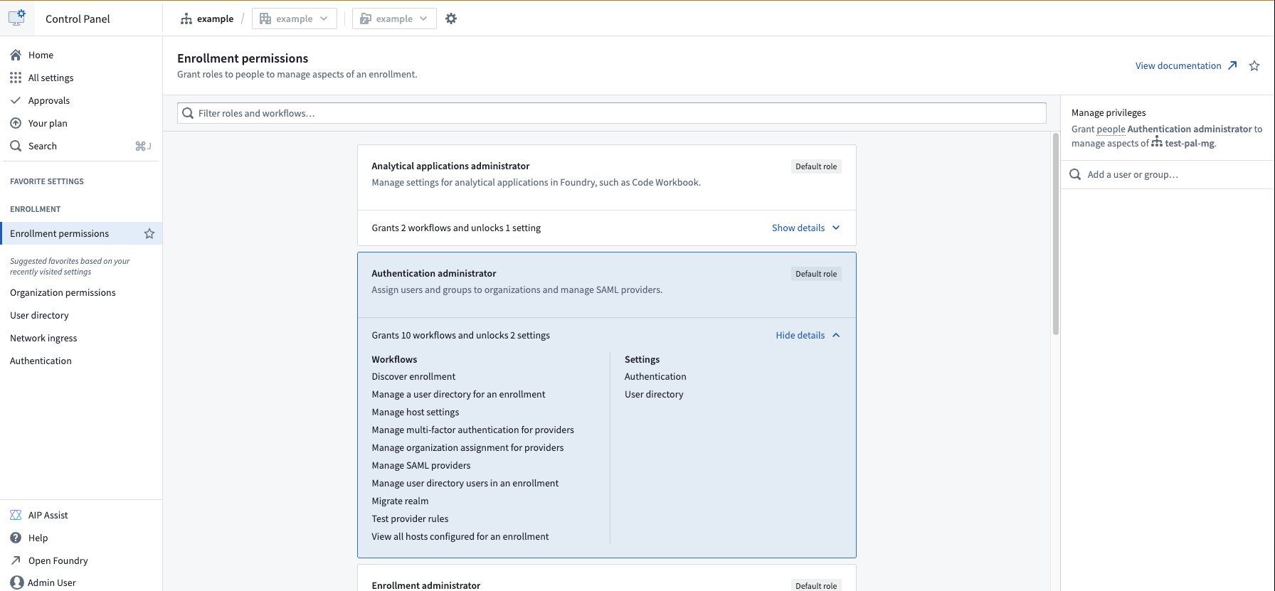 Manage user directories user details pane.