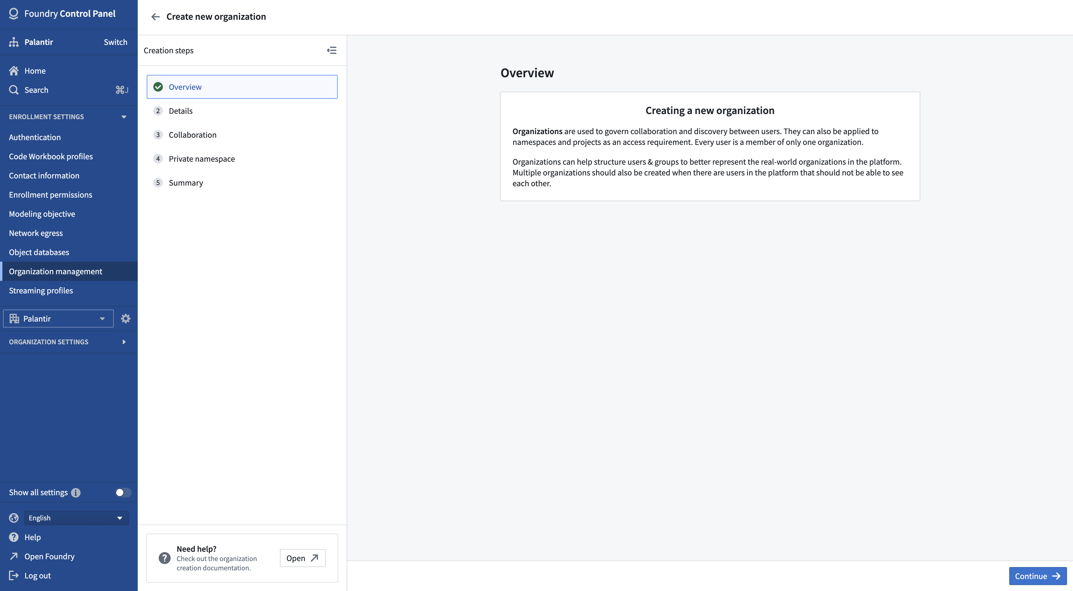 Creating an Organization