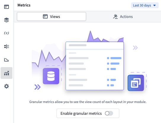 Enable granular layout metrics by toggling on usage metrics tracking.