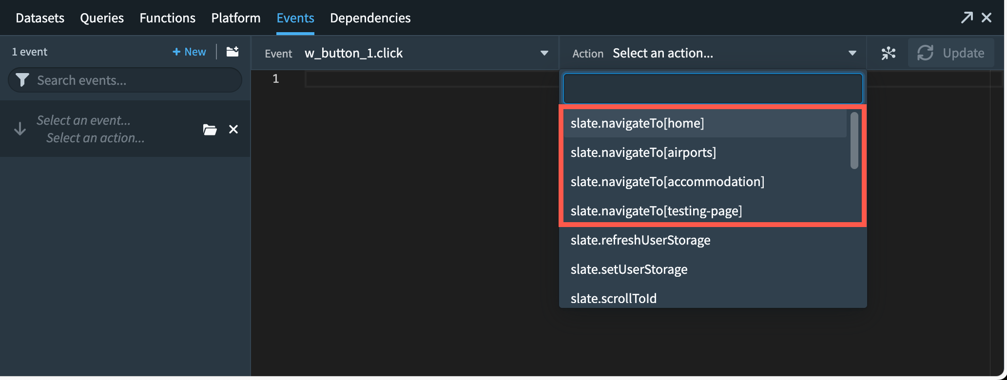 Navigation to a page will update the URL route to point to target page.