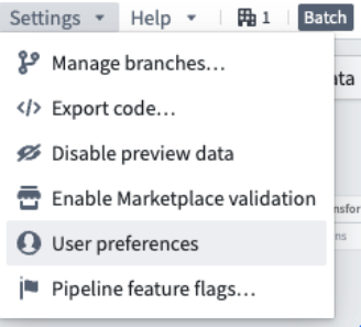 Screenshot of the settings menu.