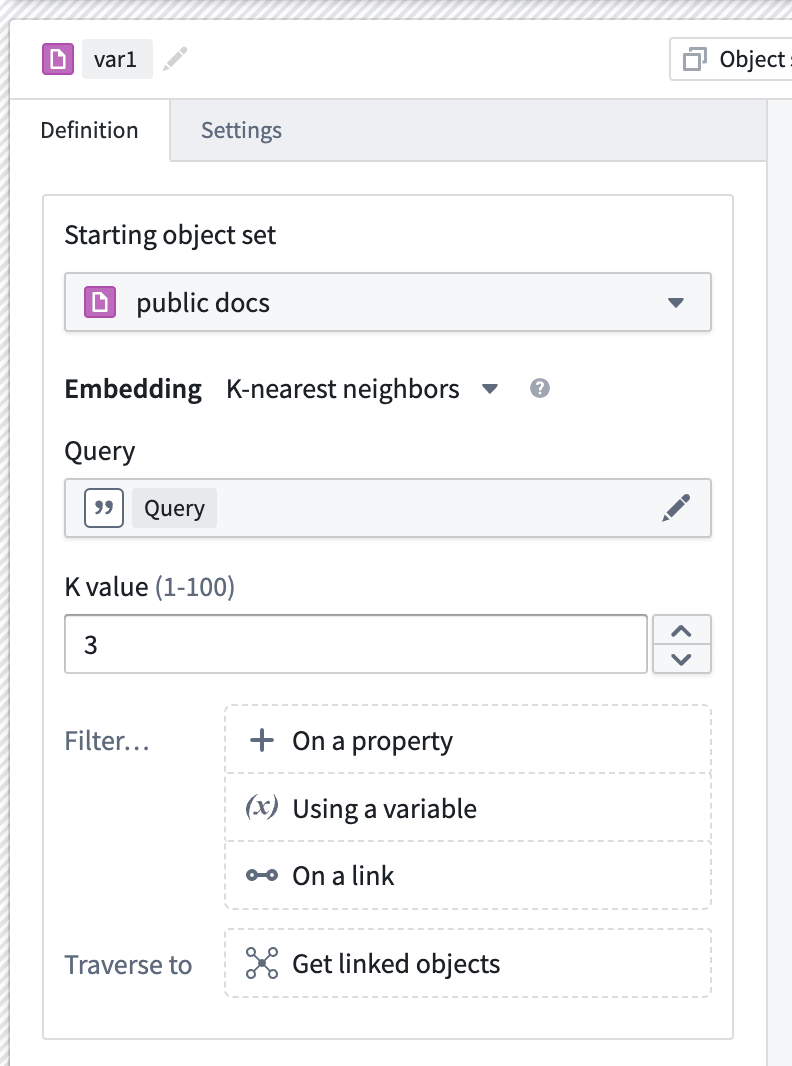 Semantic search panel