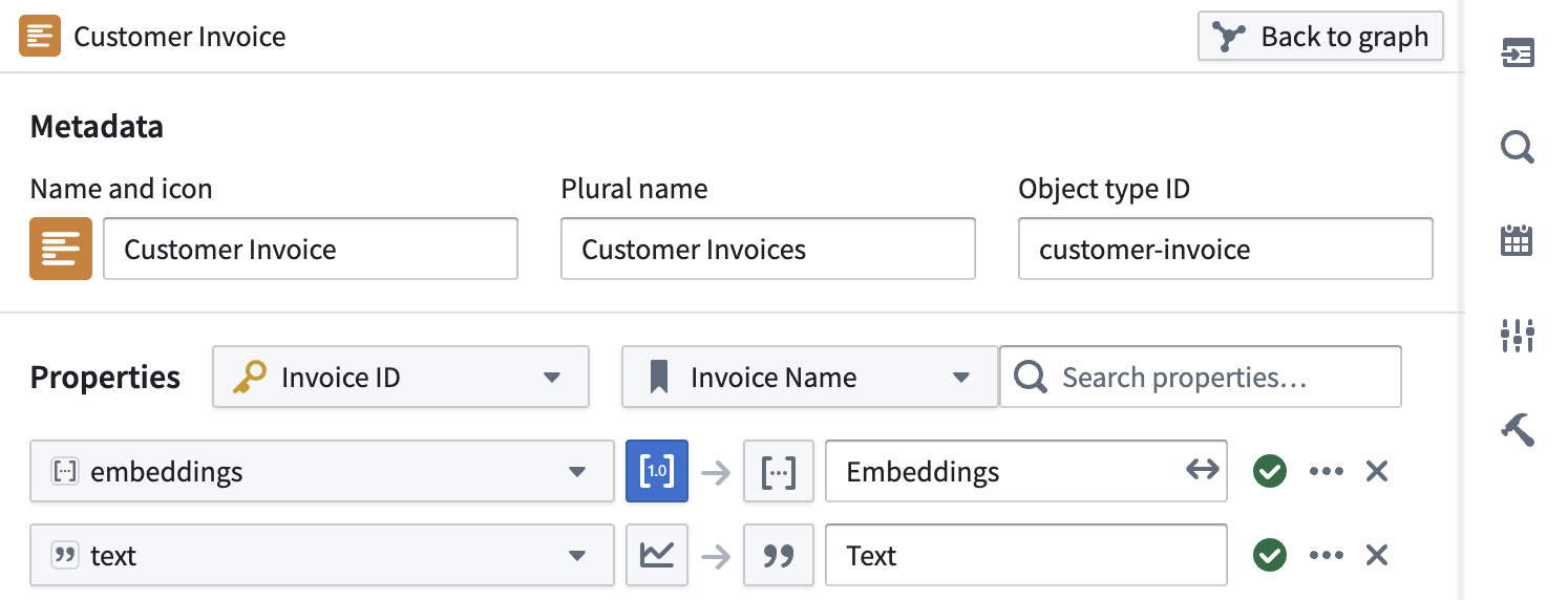 Configuring a vector property in a Pipeline Builder output object property