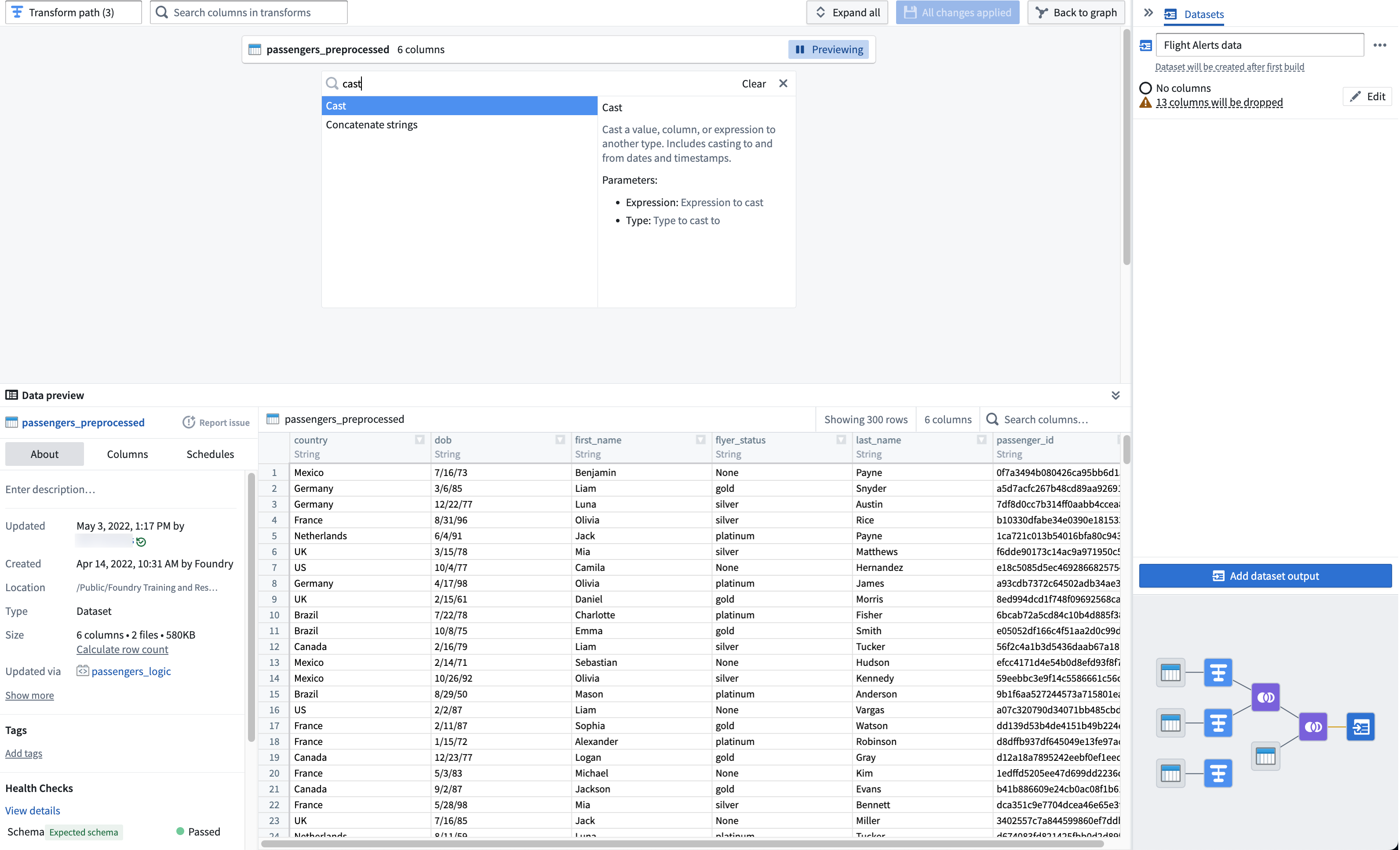 Apply a cast transform to your selected dataset.