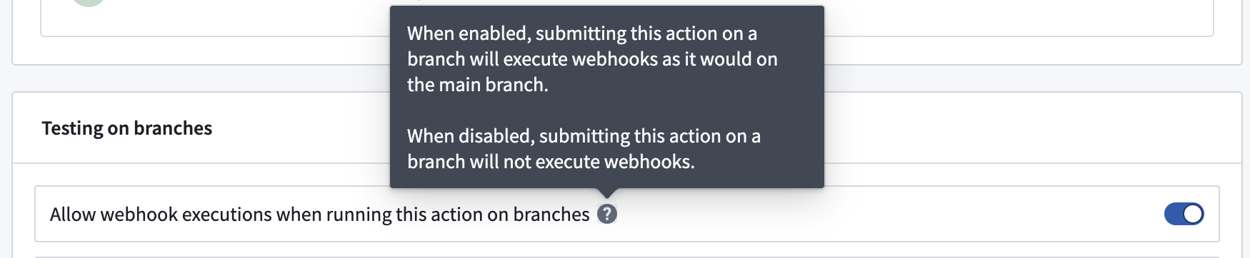 Enable webhooks on branches setting.