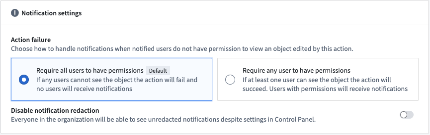Notifications settings with disable notification redaction option.