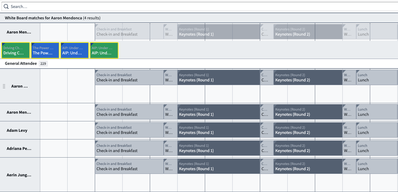 Example: search function returning pucks