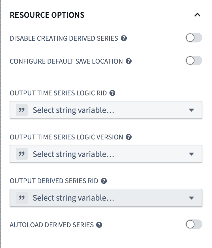 Derived series widget resource options