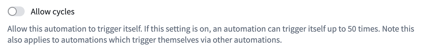 The Allow cycles setting in Automate.