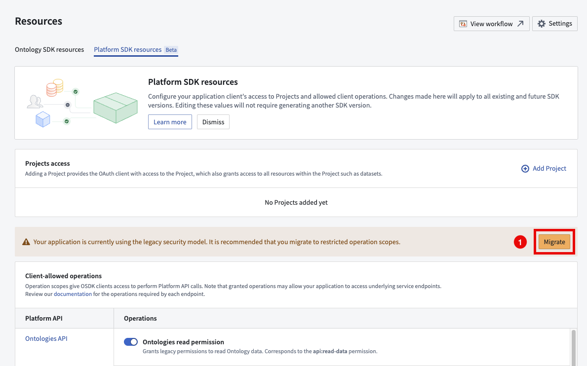 The migration callout for legacy Developer Console applications.