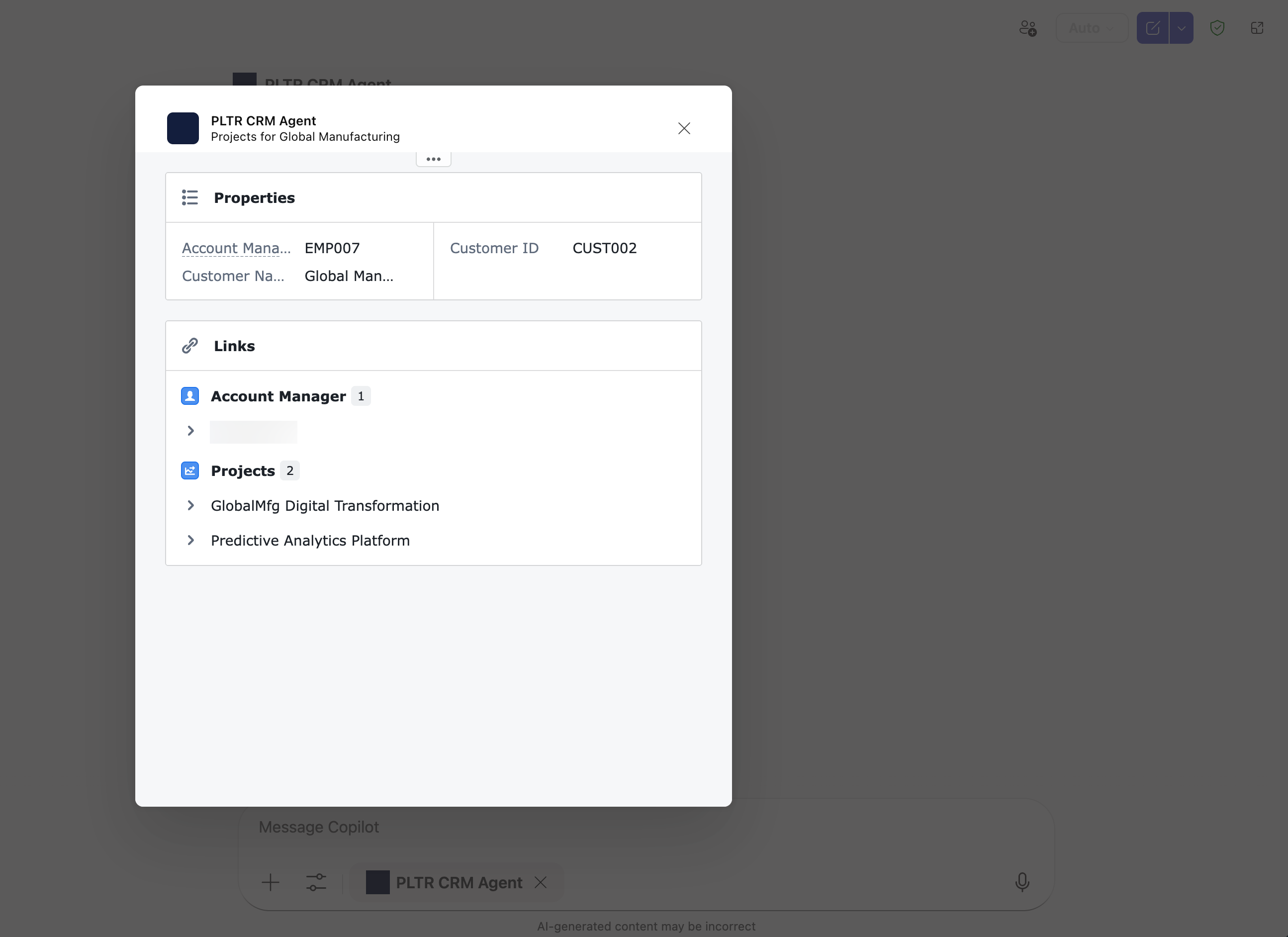 An example of an Adaptive Card with an Action.OpenUrlDialog button that opens a custom dialog in Teams.