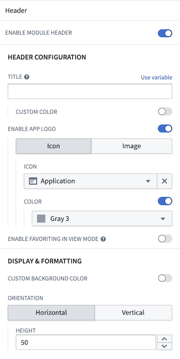 Configuration options for a Workshop module header
