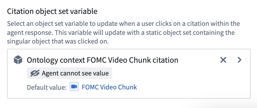 Select a citation variable in the ontology context configuration to update with a static object set containing just the citation object.