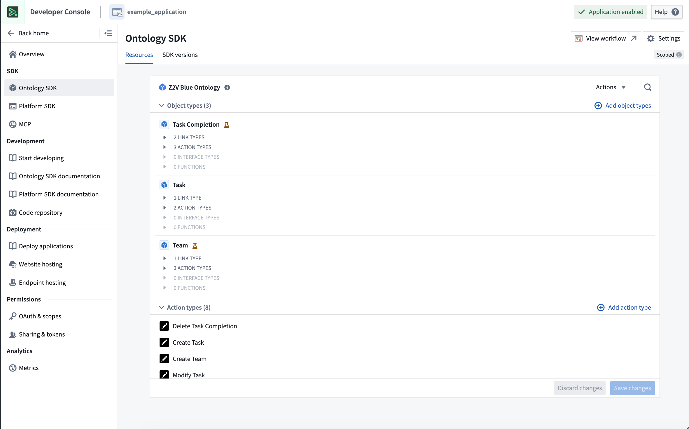 The Ontology SDK configuration tab in Developer Console.