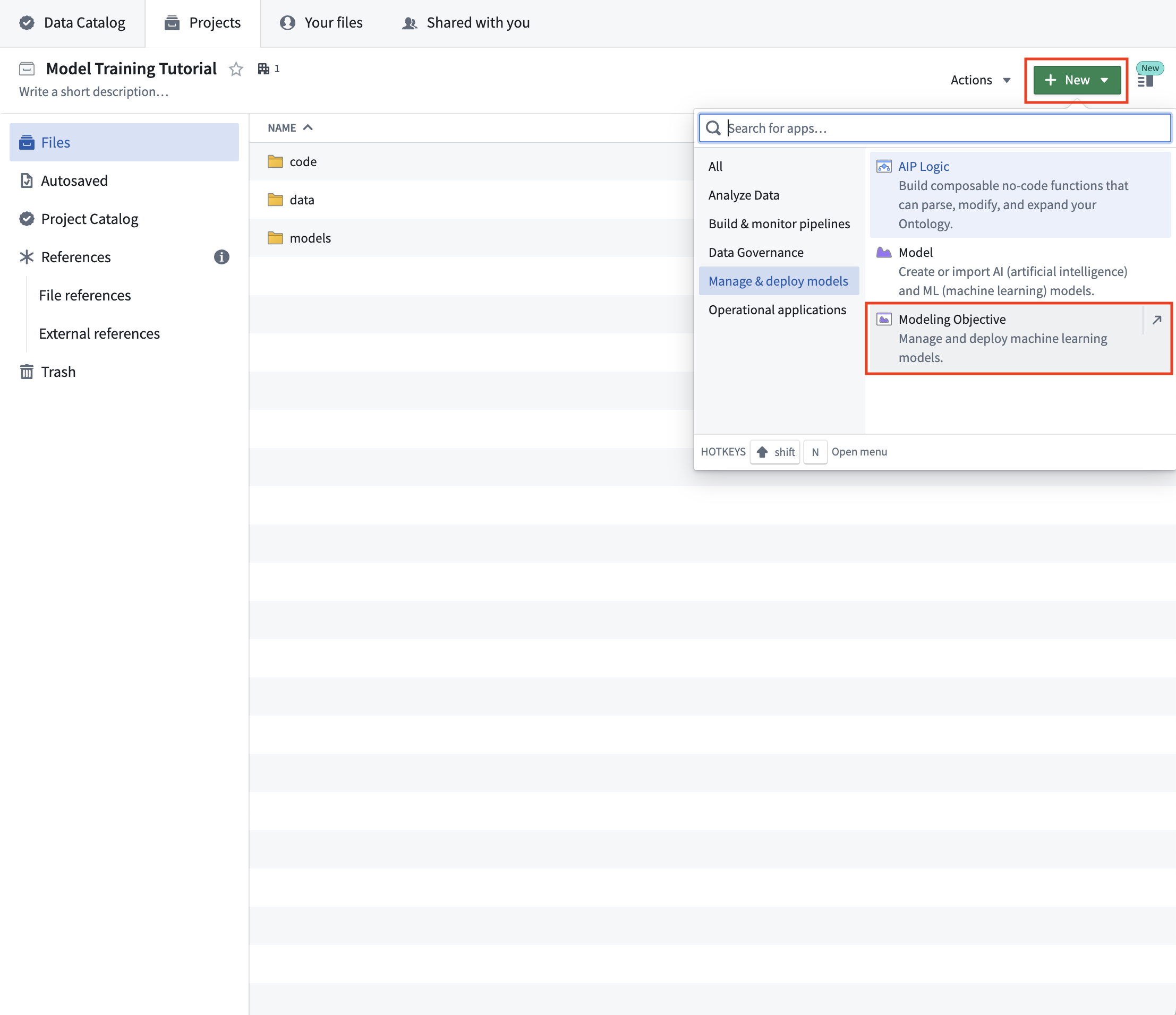 Create new modeling objective example