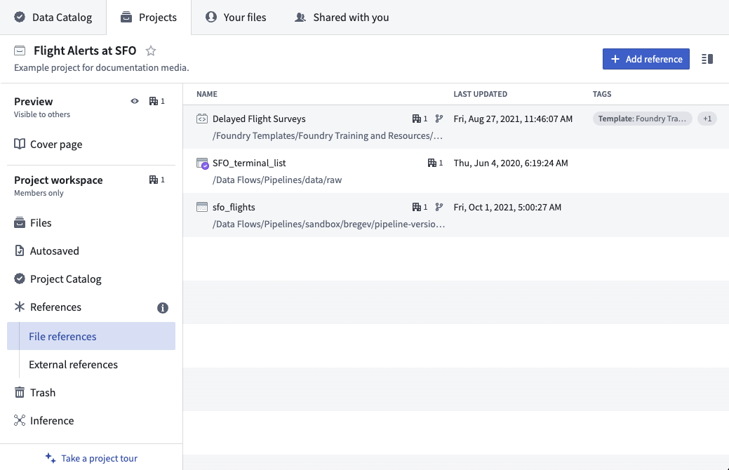 File references as a wrapper for datasets.