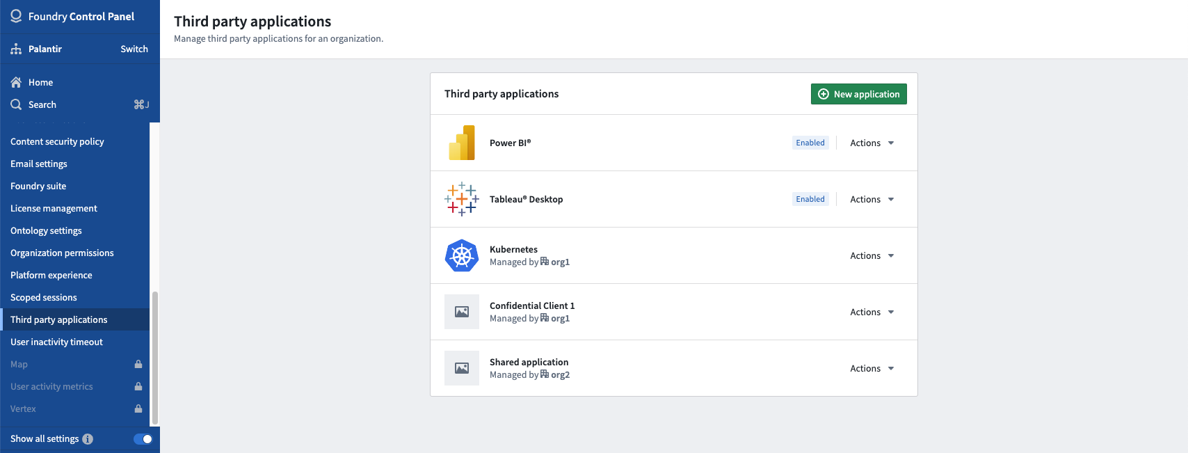 Third-party applications tab
