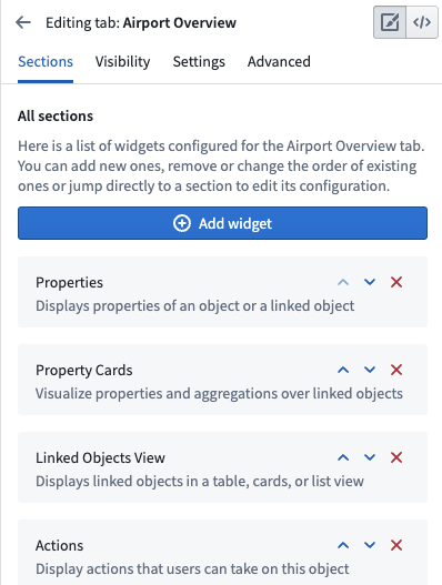 Configure legacy widget-based tabs in Object View.