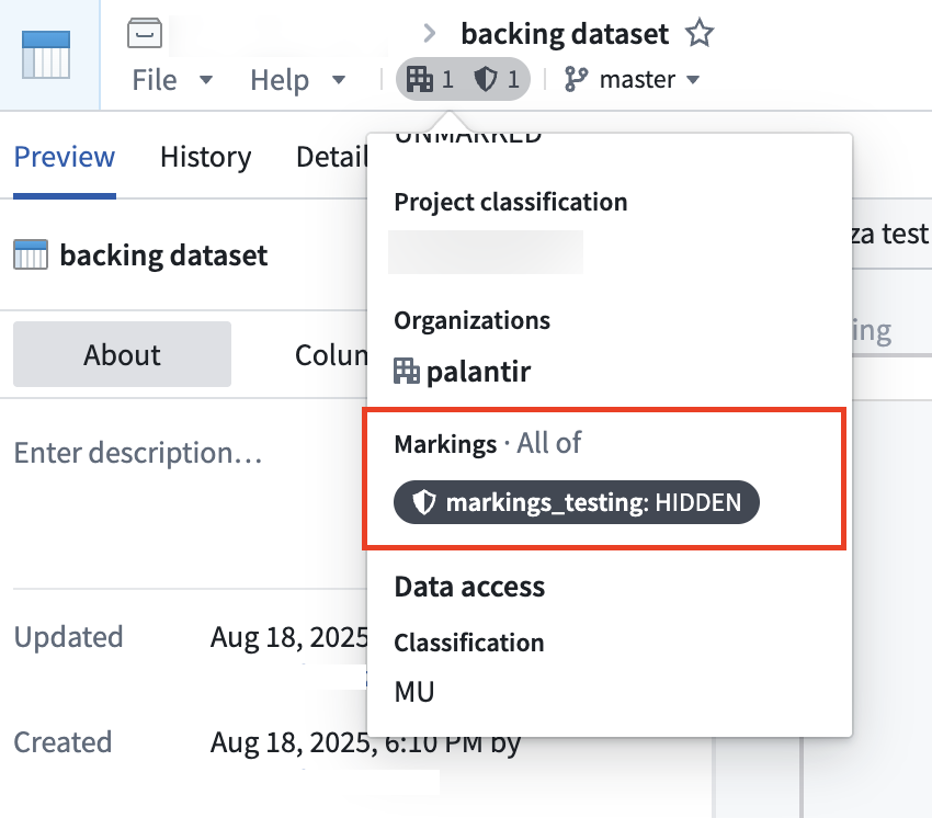 picture of backing dataset with a marking