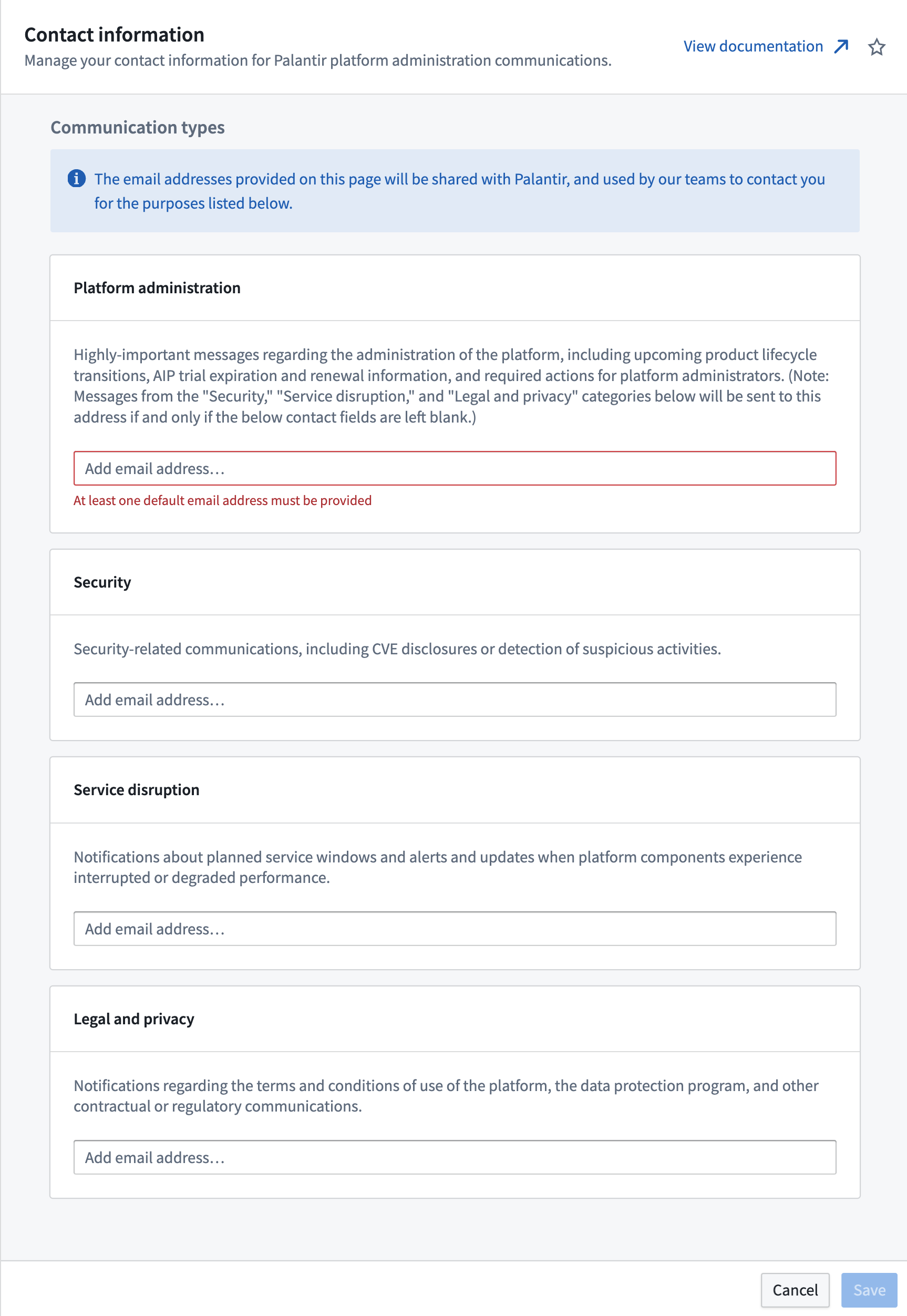 contact information configuration channels
