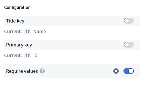 Required property toggled in configuration pane.