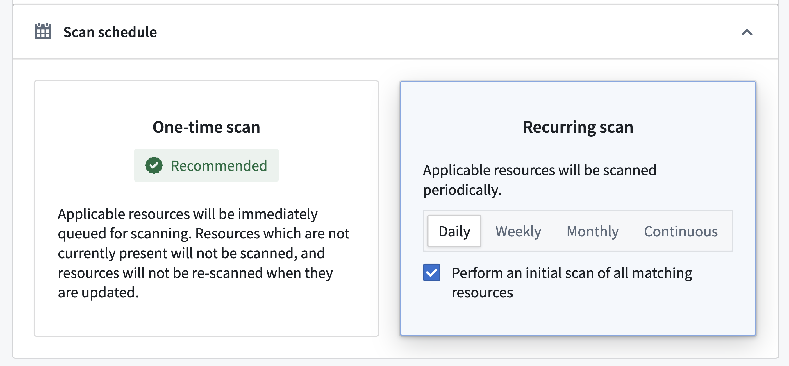 The "Scan Schedule" Section.