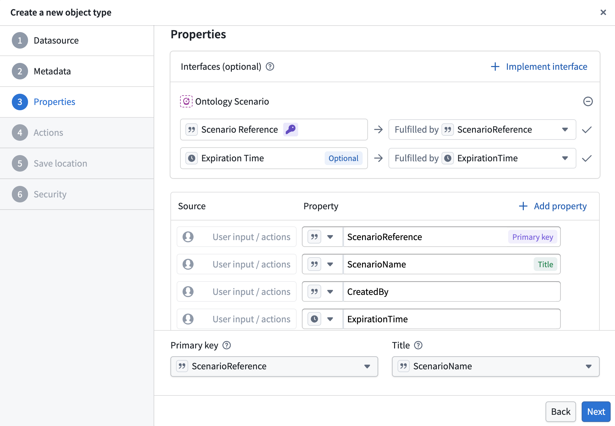 Persist scenario metadata in the Ontology.