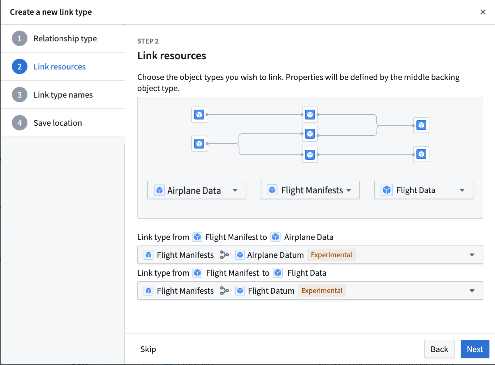 Select the link resources using an object-backed link.