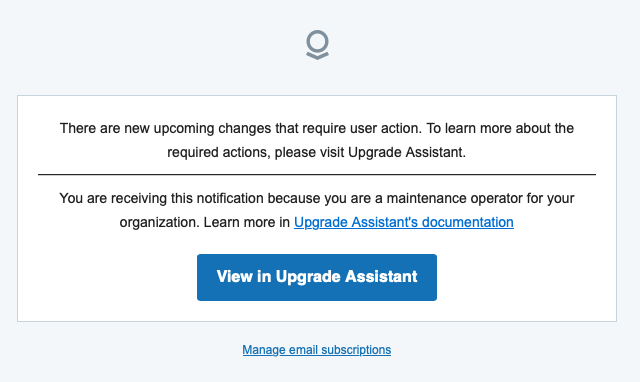 An example status change notification.