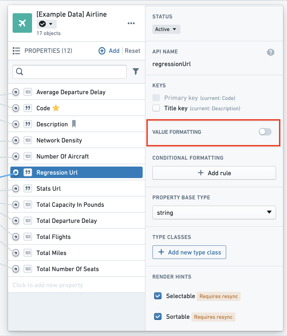 Value formatting toggle