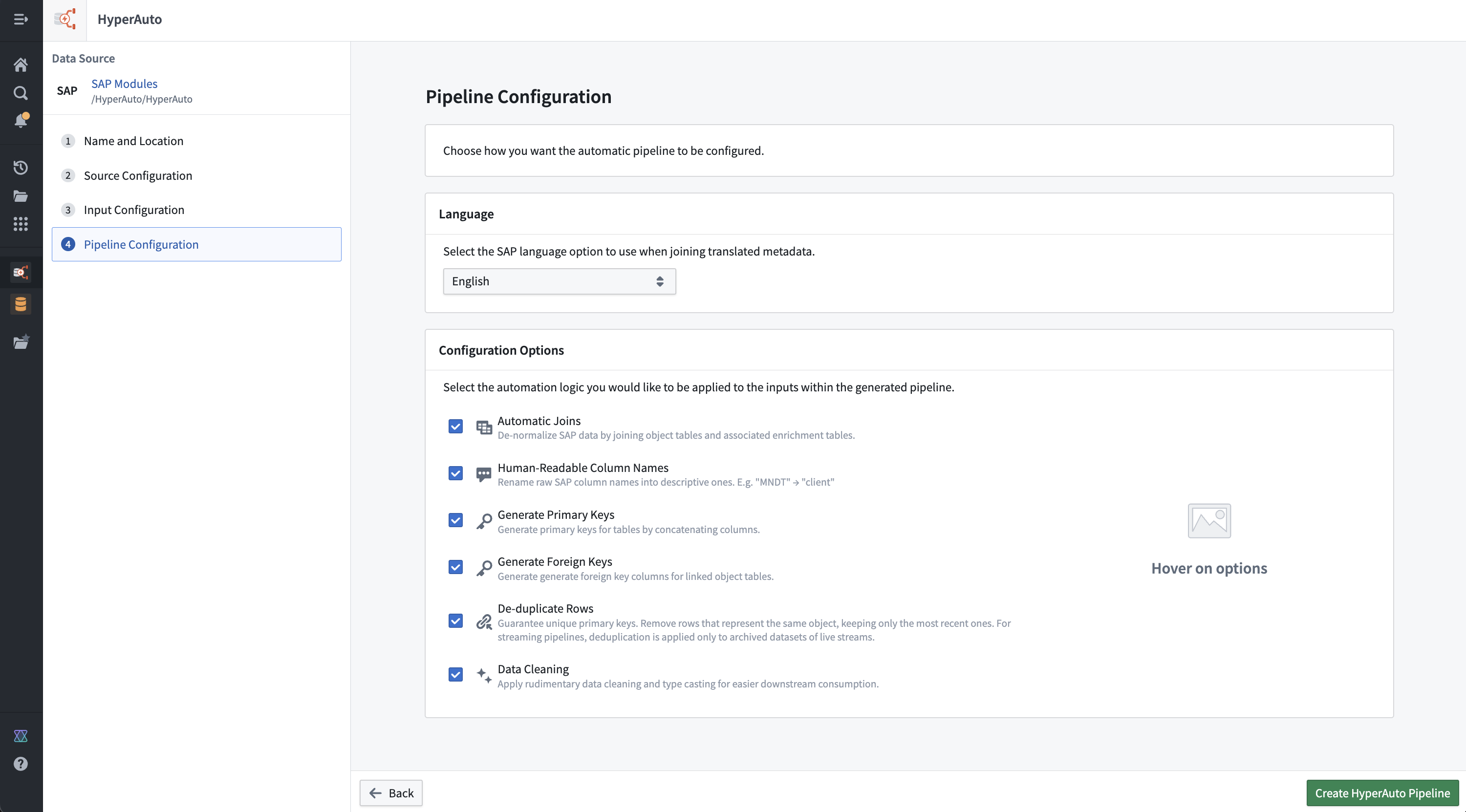 Pipeline configuration