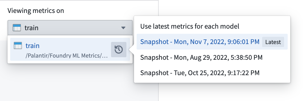 Use selector to choose evaluation dataset