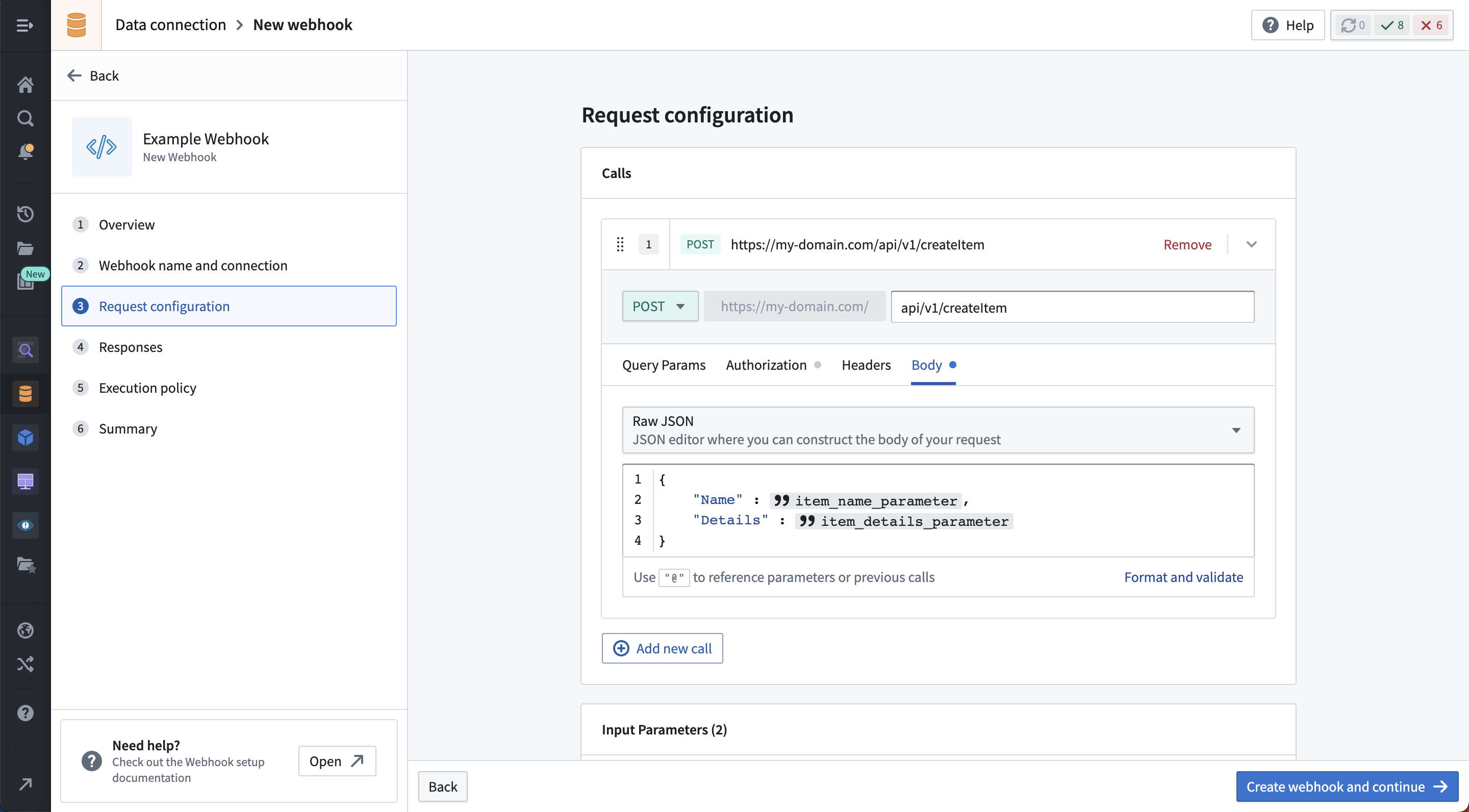 New webhook