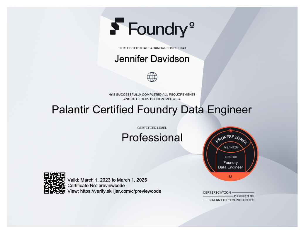 Palantir Learning certificate.