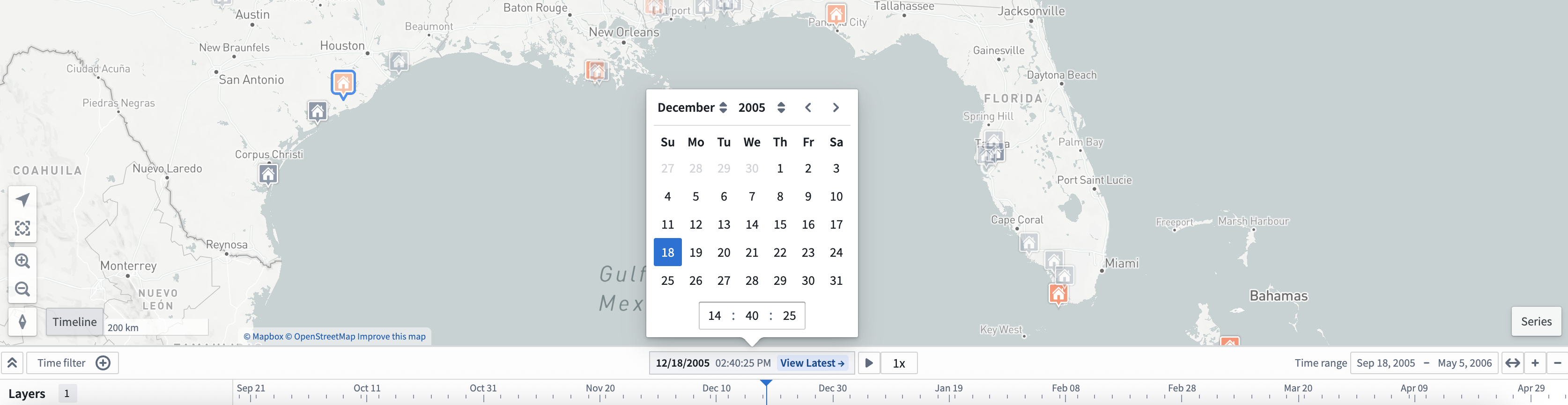 The input in the middle of the timeline header being used to change the cursor position.