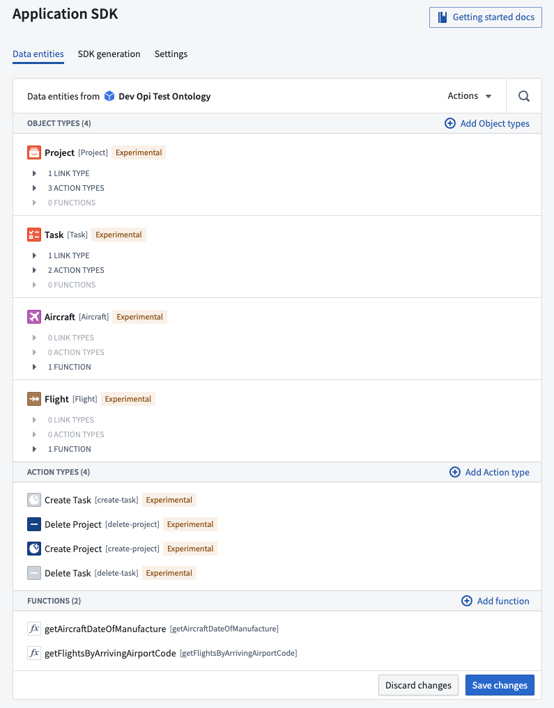 The Developer Console interface displays the Application SDK overview panel.