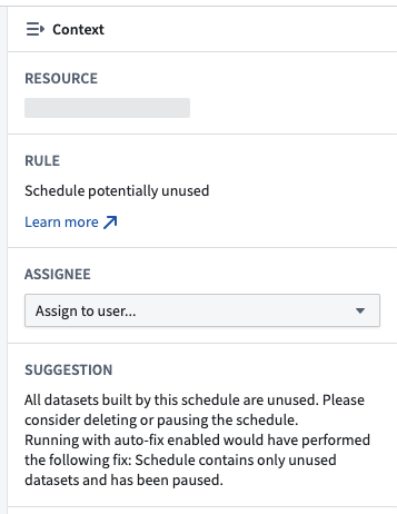 The context sidebar showing the assignee option.