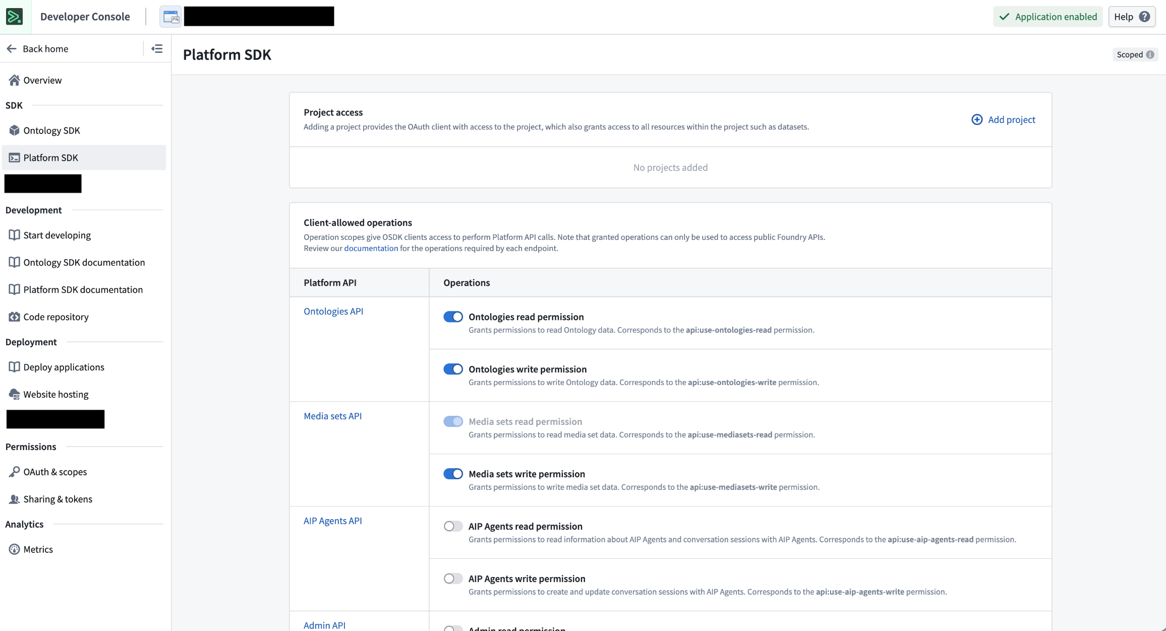 Add project and API restrictions to your client within Developer Console  Platform SDK.