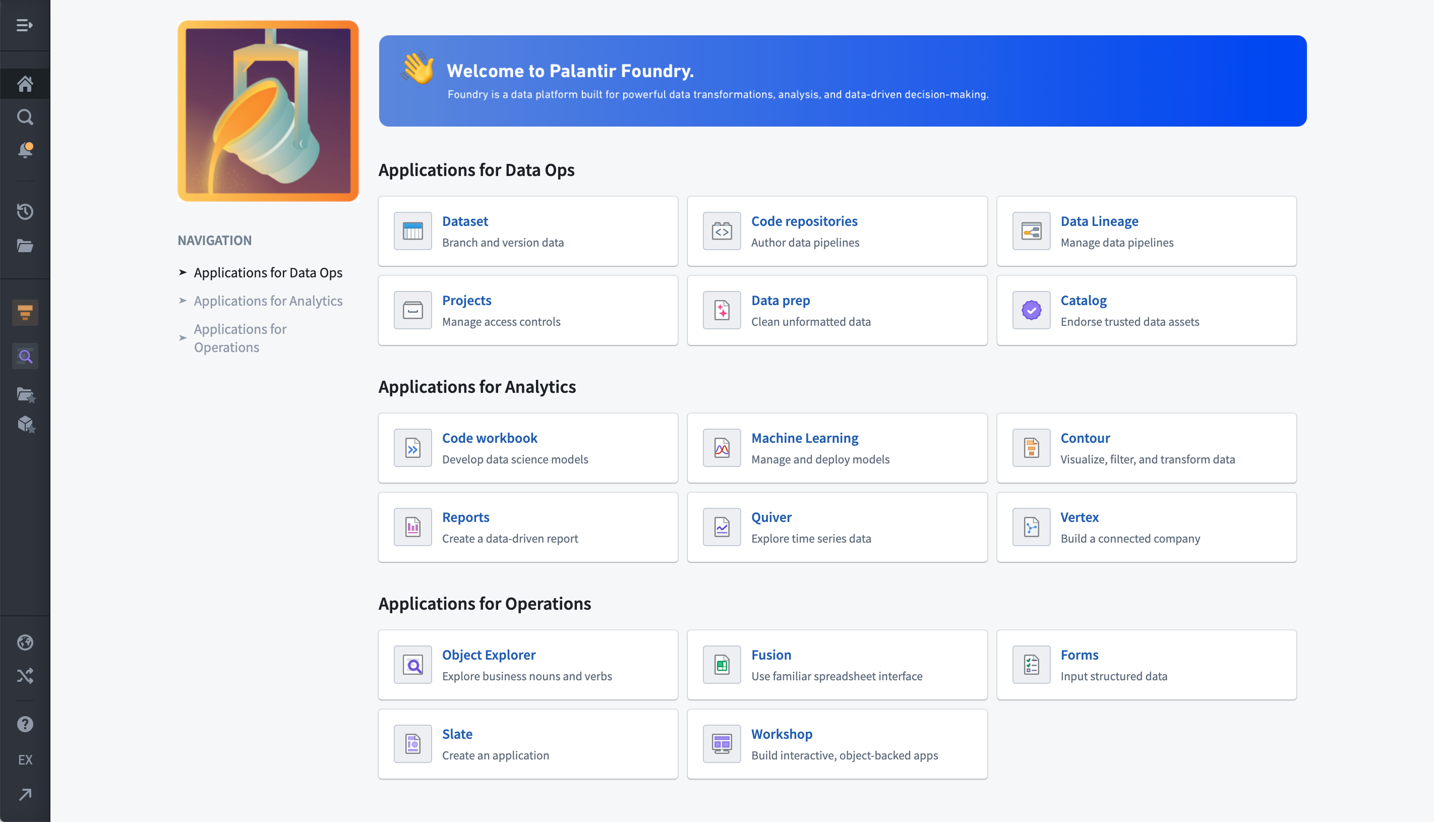 Example of a platform home page.