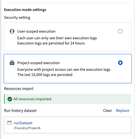 Execution dataset