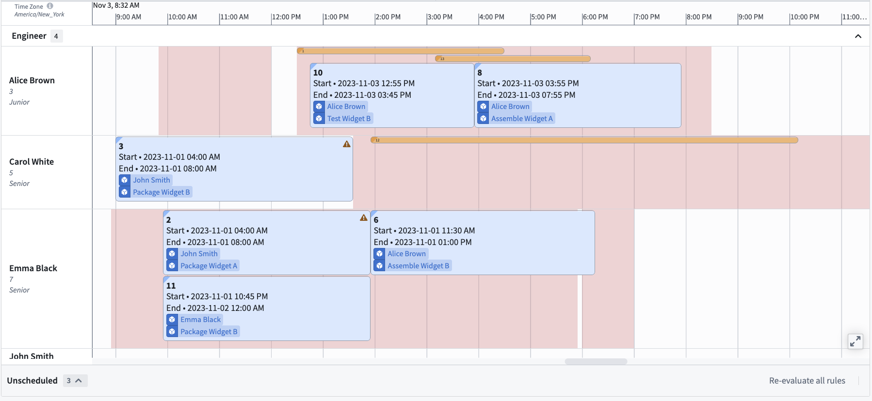 Schedule layer example styling.