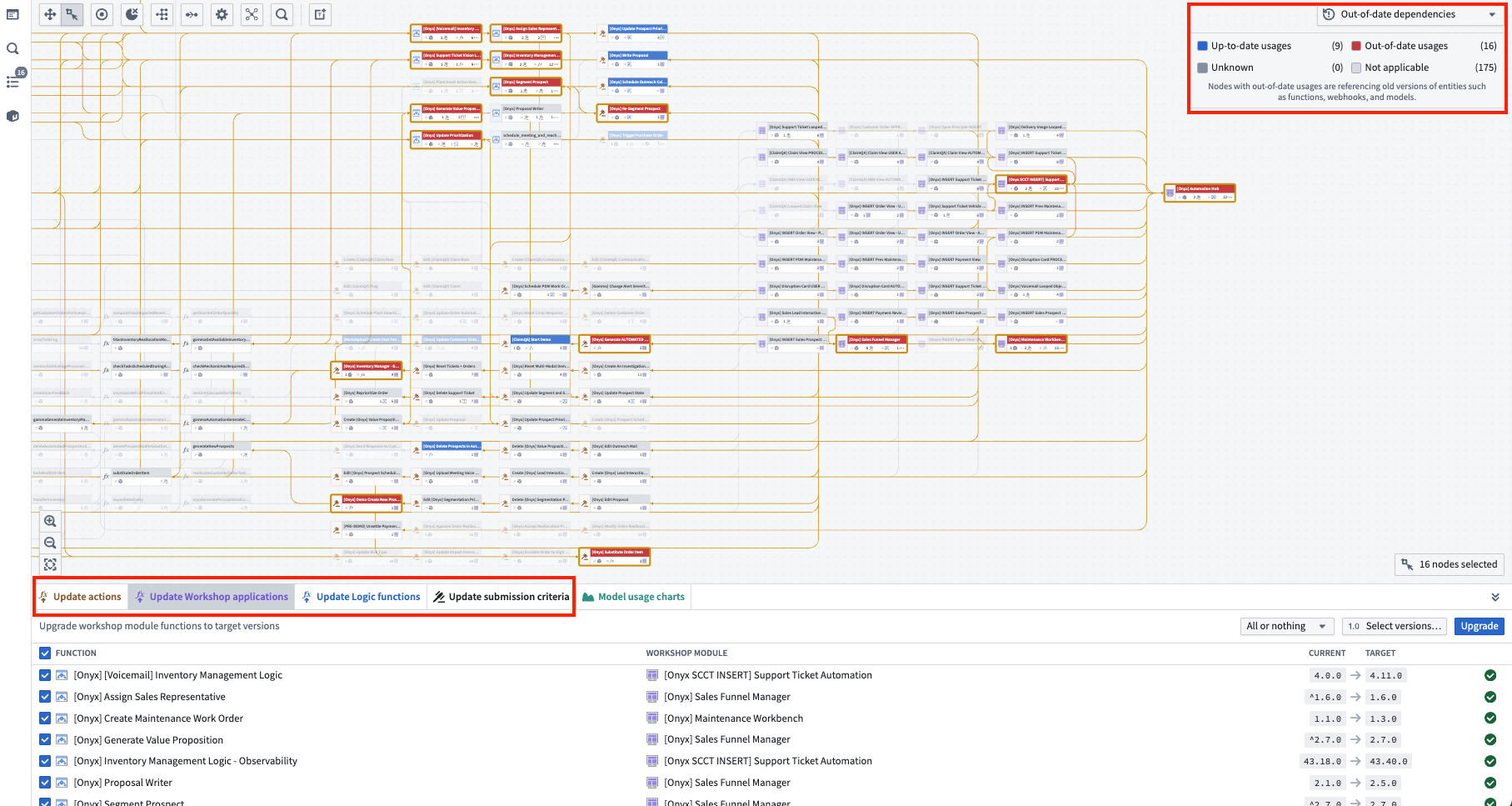 The bottom upgrade panel allows you to upgrade all function versions at once.