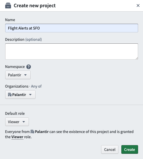 Create new project prompt.