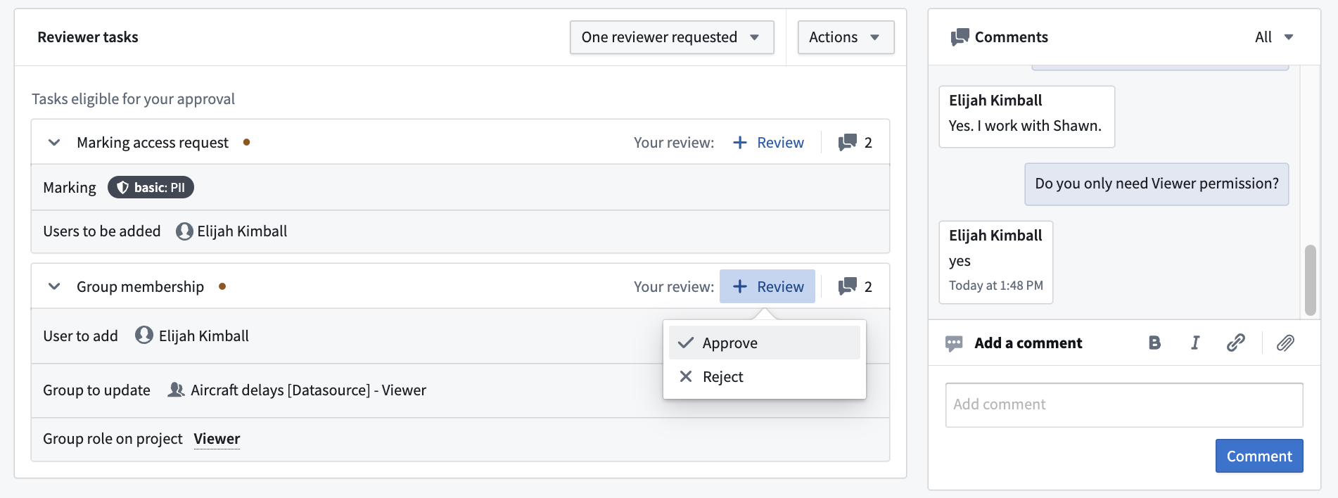 approving a task