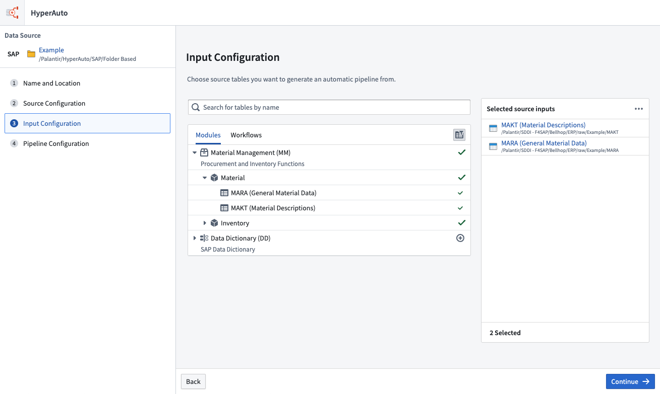 Discovered input configuration