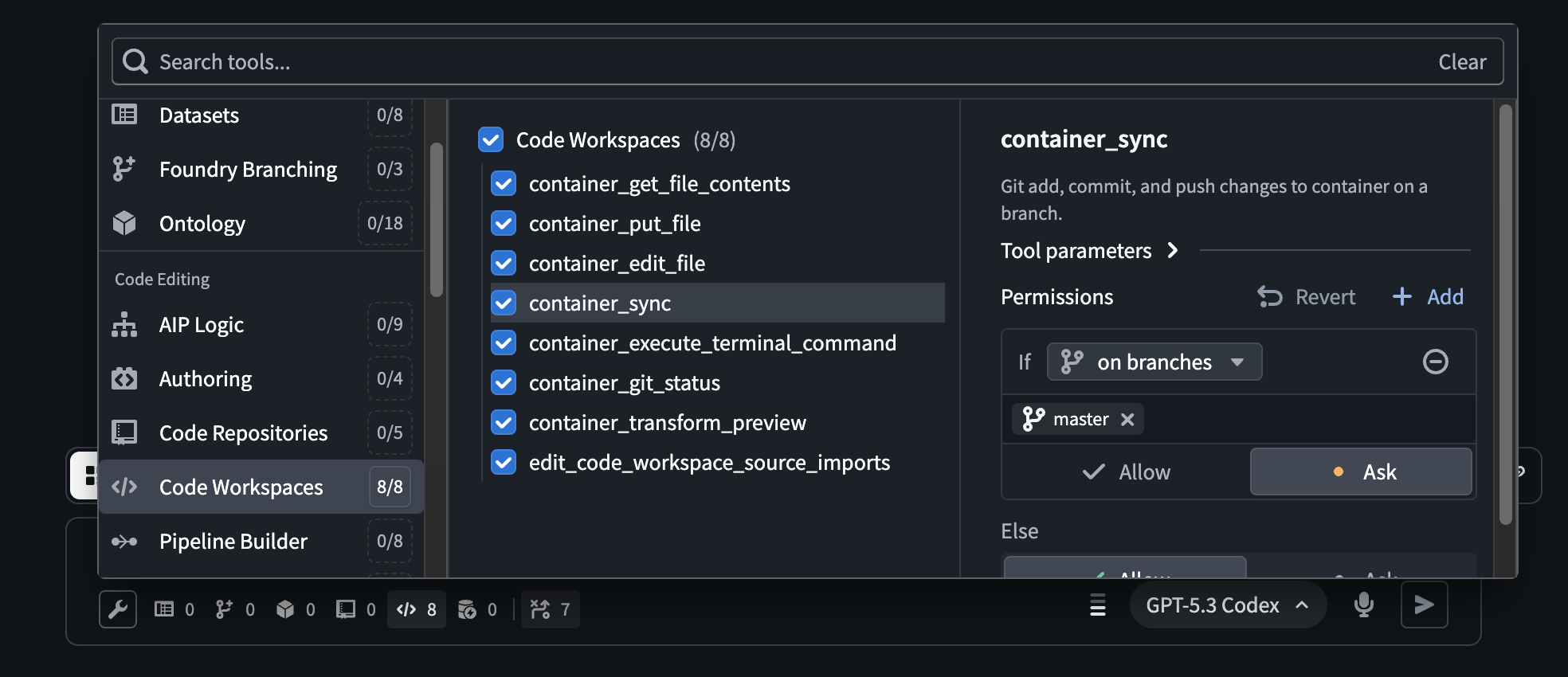 The tools menu below the prompt input field.