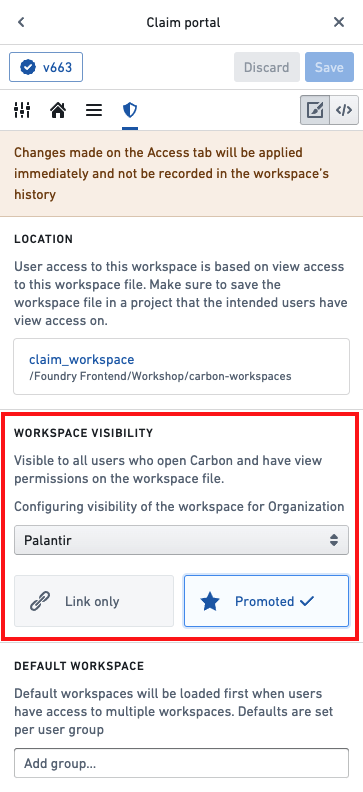 Workspace visibility